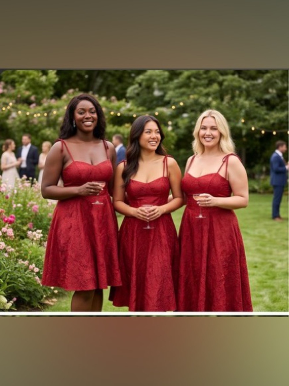 💕 Women's Red Spaghetti Strap Dress - L 💕